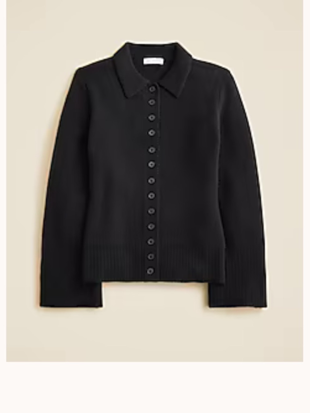 NWT Milano-stitched cinched-waist Collared Button-Up Knit Wool Cardigan Medium